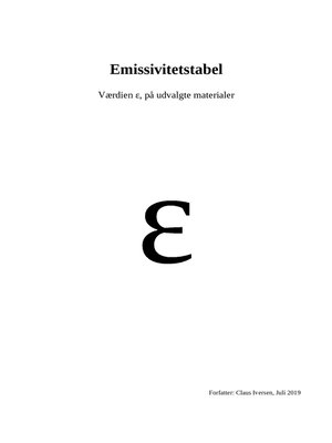 cover image of Emissivitetstabel